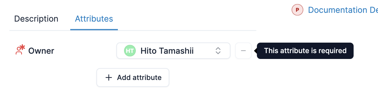 Component with warning icon indicating missing required attribute values